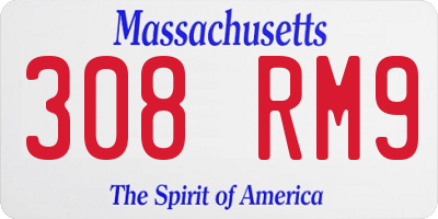 MA license plate 308RM9