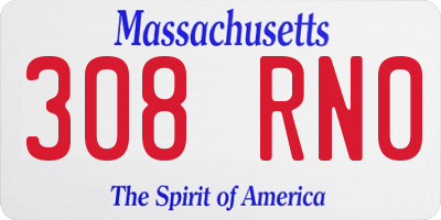 MA license plate 308RN0