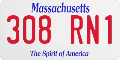 MA license plate 308RN1
