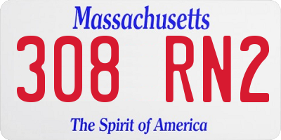 MA license plate 308RN2