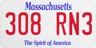MA license plate 308RN3