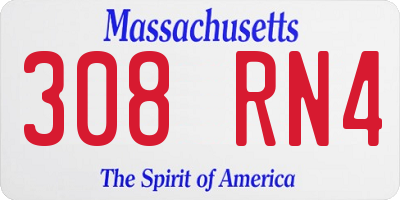 MA license plate 308RN4