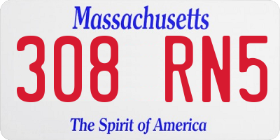 MA license plate 308RN5