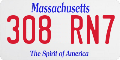 MA license plate 308RN7