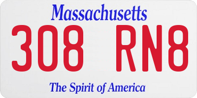 MA license plate 308RN8