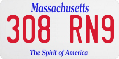 MA license plate 308RN9