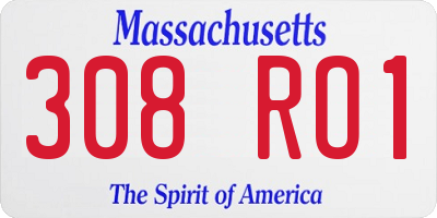 MA license plate 308RO1