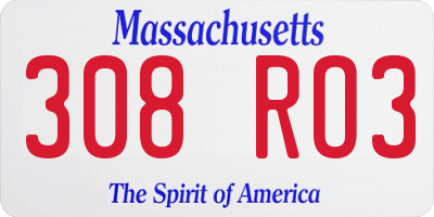MA license plate 308RO3