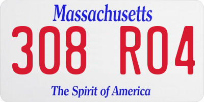 MA license plate 308RO4