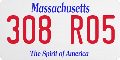 MA license plate 308RO5