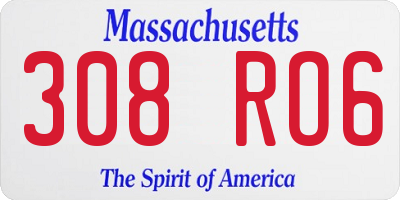 MA license plate 308RO6
