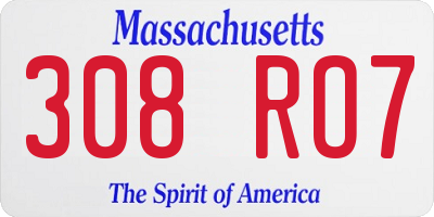 MA license plate 308RO7