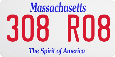 MA license plate 308RO8