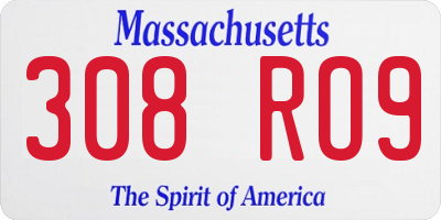 MA license plate 308RO9