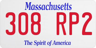 MA license plate 308RP2