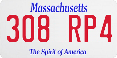 MA license plate 308RP4