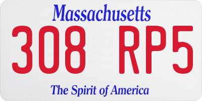 MA license plate 308RP5