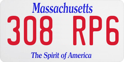 MA license plate 308RP6