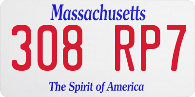 MA license plate 308RP7