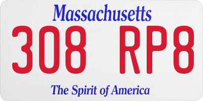 MA license plate 308RP8