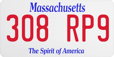MA license plate 308RP9