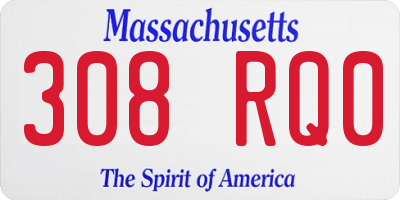MA license plate 308RQ0