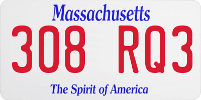 MA license plate 308RQ3