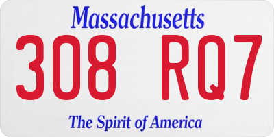 MA license plate 308RQ7