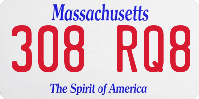 MA license plate 308RQ8
