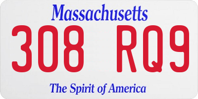 MA license plate 308RQ9