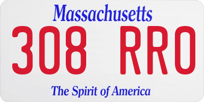 MA license plate 308RR0