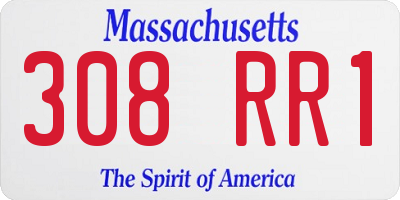 MA license plate 308RR1
