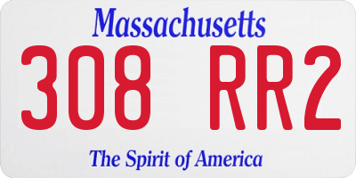 MA license plate 308RR2