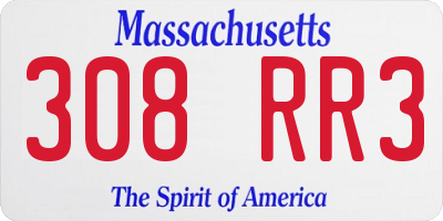 MA license plate 308RR3