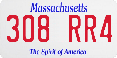 MA license plate 308RR4