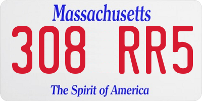 MA license plate 308RR5