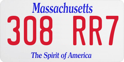 MA license plate 308RR7