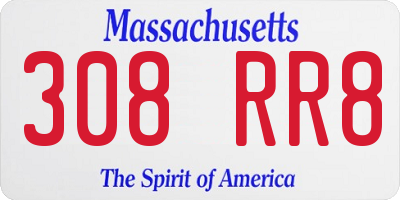 MA license plate 308RR8