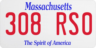 MA license plate 308RS0