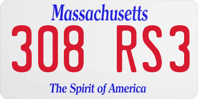 MA license plate 308RS3