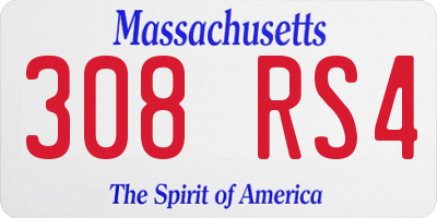 MA license plate 308RS4