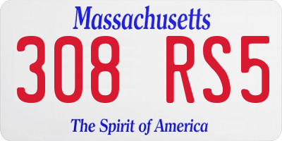 MA license plate 308RS5