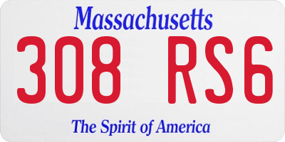 MA license plate 308RS6
