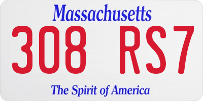MA license plate 308RS7