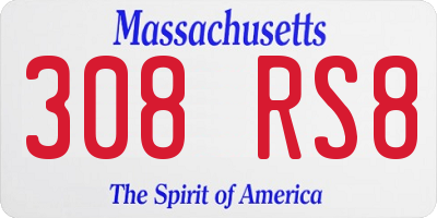 MA license plate 308RS8