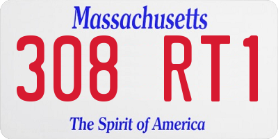 MA license plate 308RT1