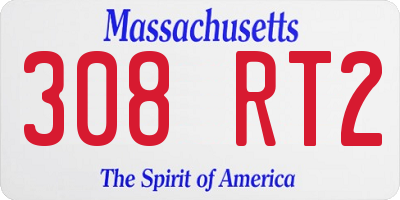 MA license plate 308RT2