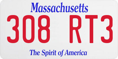 MA license plate 308RT3