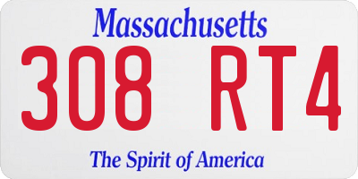 MA license plate 308RT4