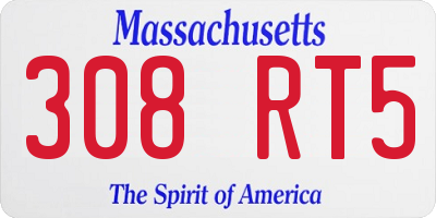 MA license plate 308RT5